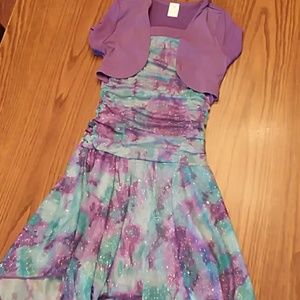 Girls sparkly water color purple and blue dress